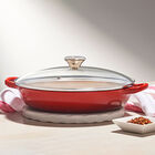 Cast Iron Signature Shallow Braiser with Glass LidCerise image number 6